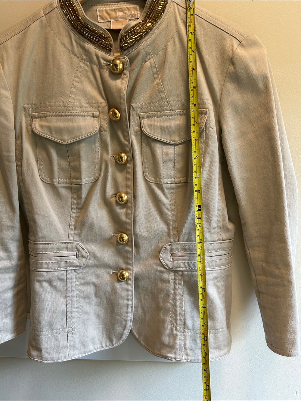 Michael Kors Cream Military-Style Button Front Jacket - Picture 6 of 6